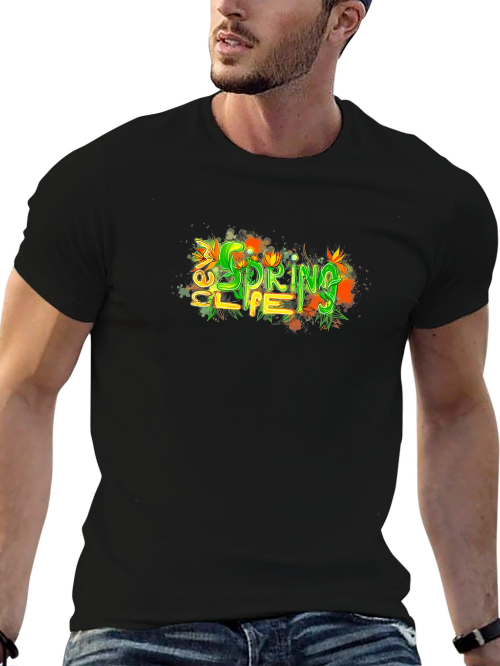 New Spring Life T-Shirt - Black