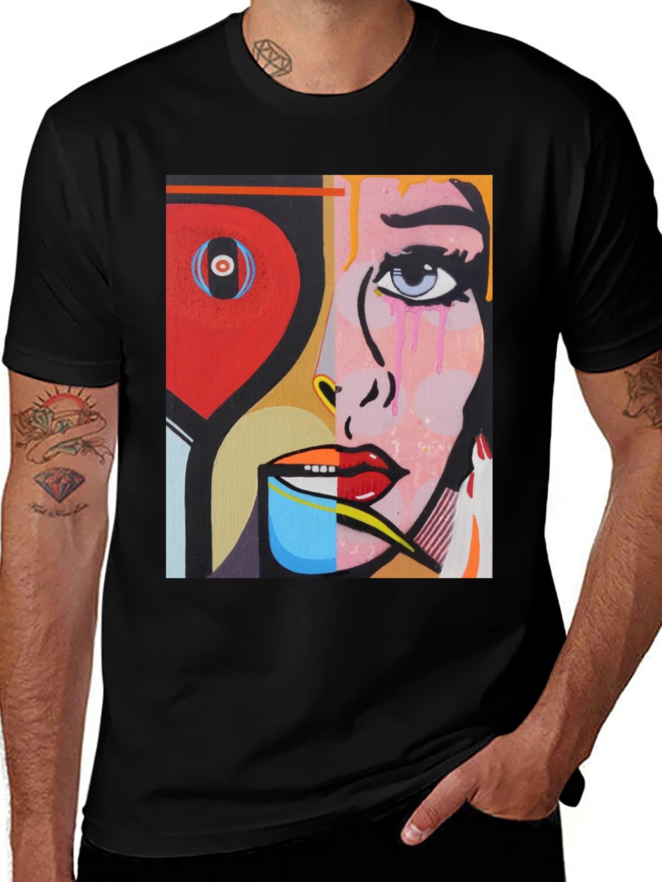 Abstract Art Graphic Tee - Unisex Black T-Shirt