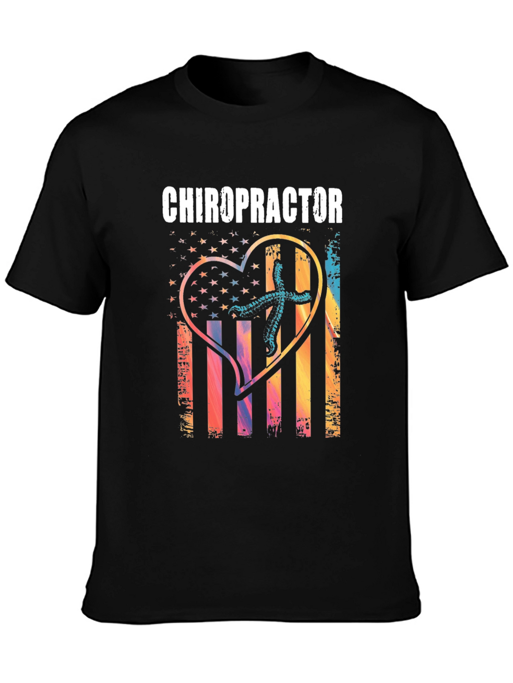 Chiropractor Heart American Flag T-Shirt