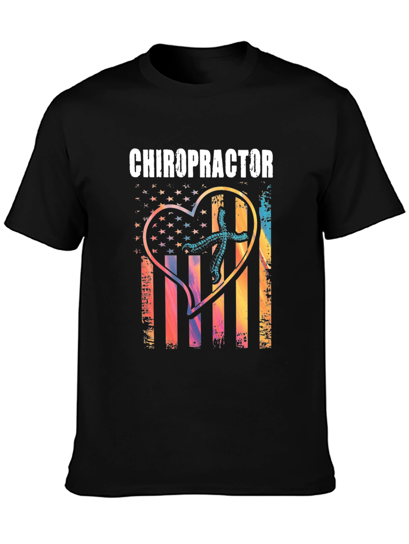 Chiropractor Heart American Flag T-Shirt