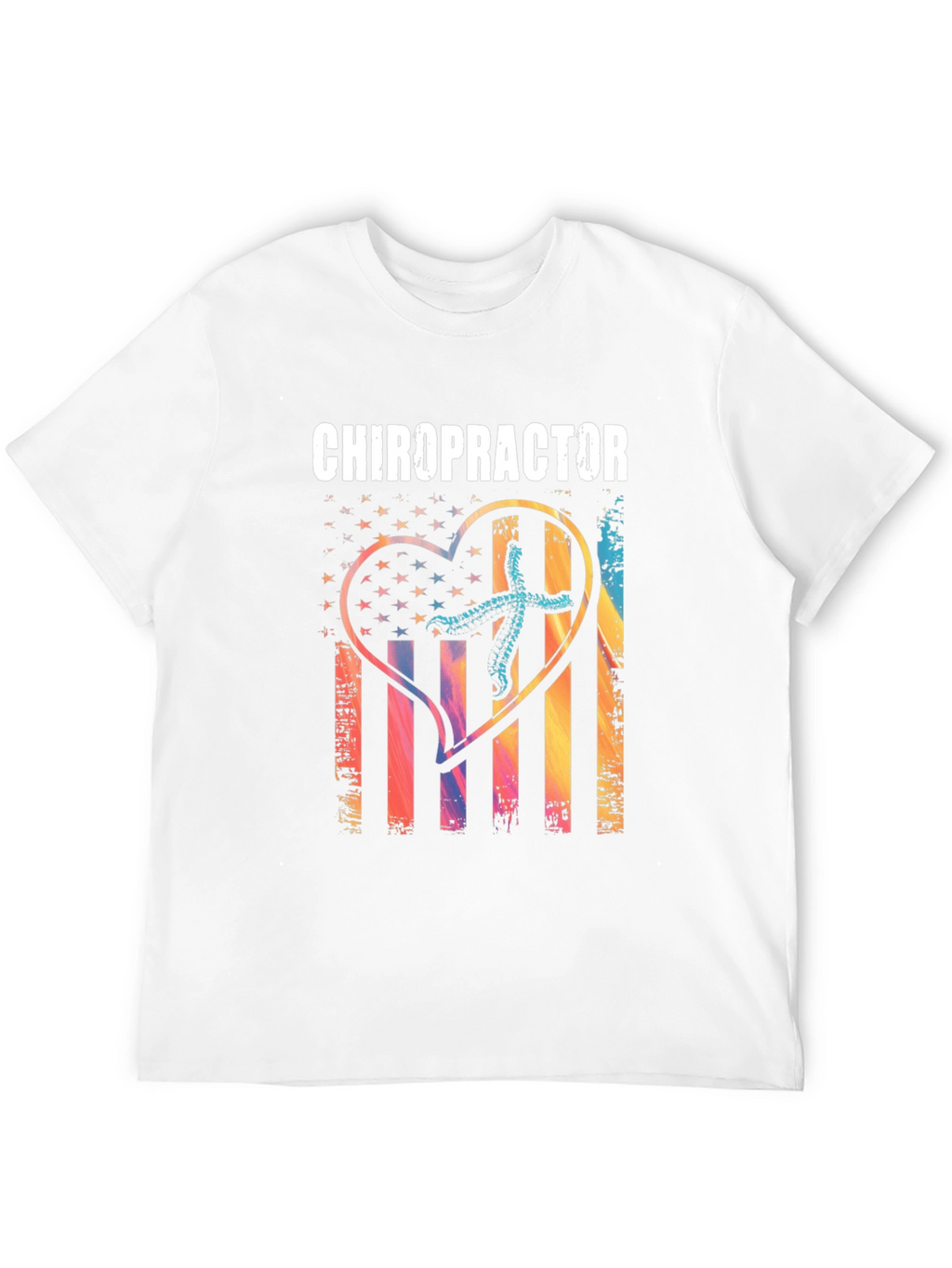 Chiropractor Heart American Flag T-Shirt