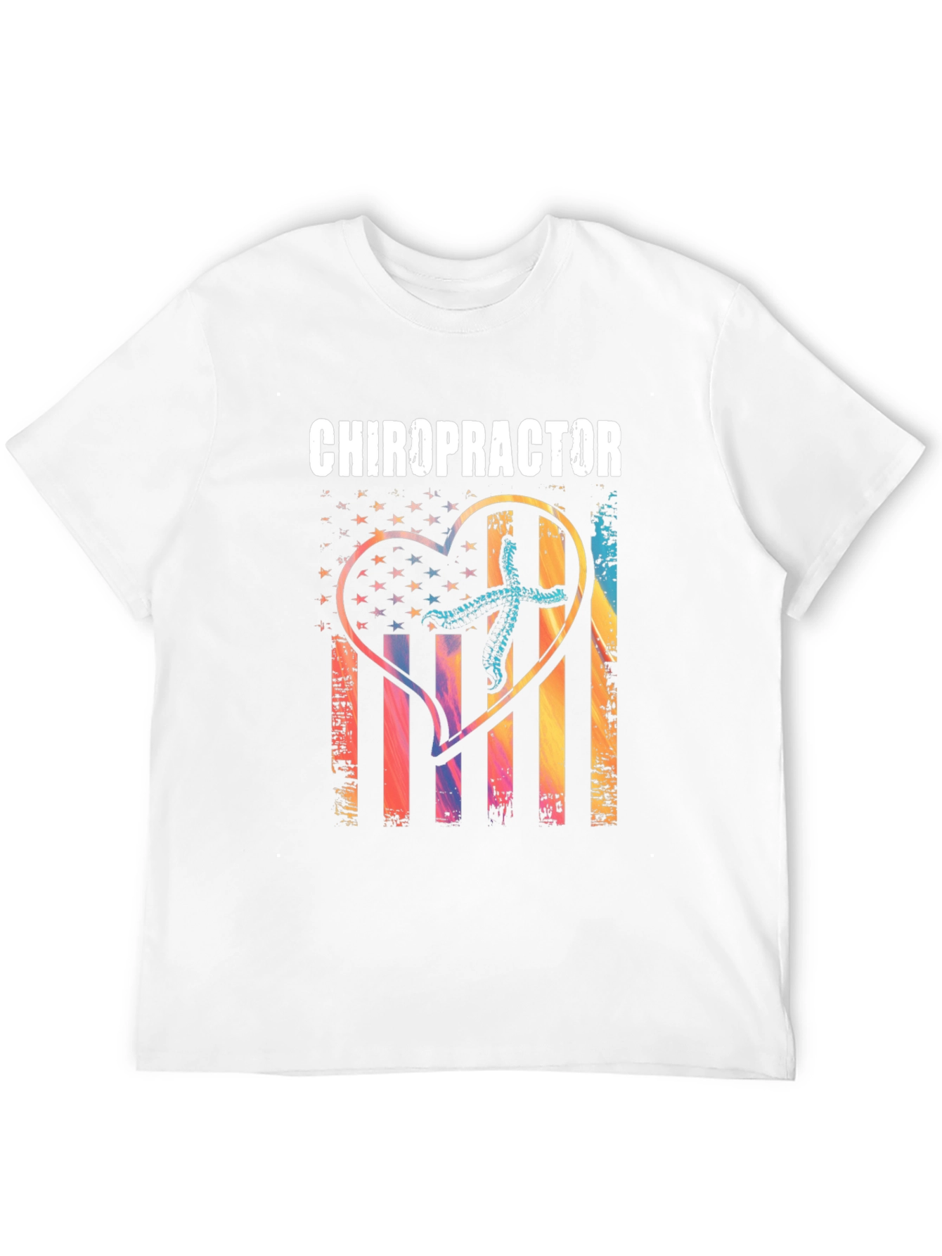 Chiropractor Heart American Flag T-Shirt