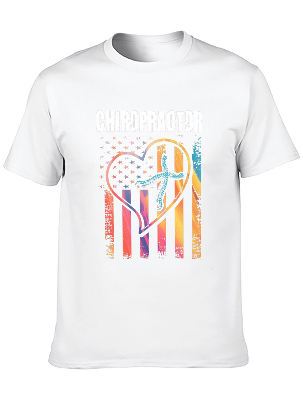 Chiropractor Heart American Flag T-Shirt