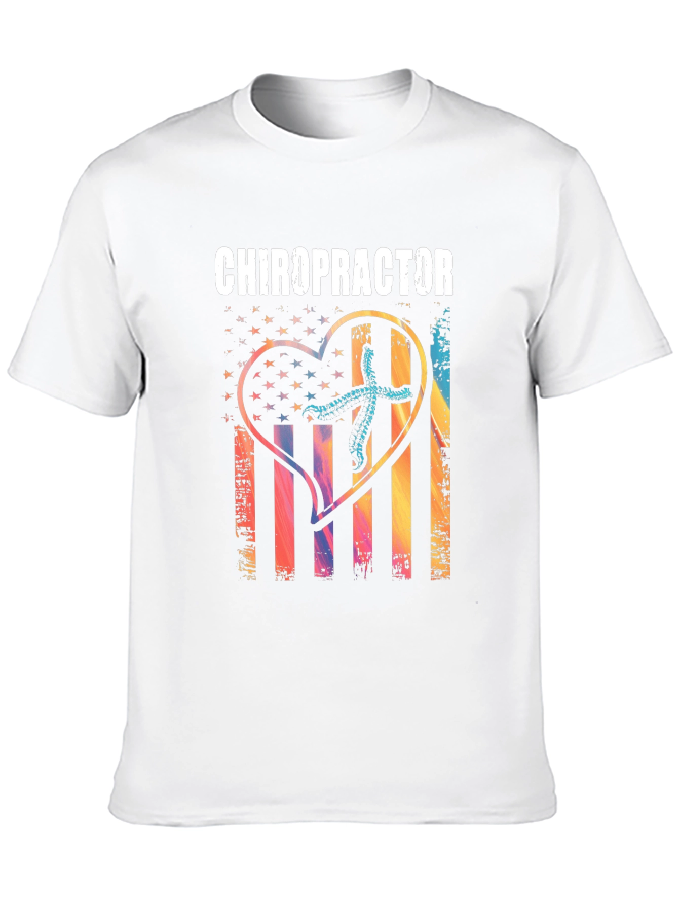 Chiropractor Heart American Flag T-Shirt
