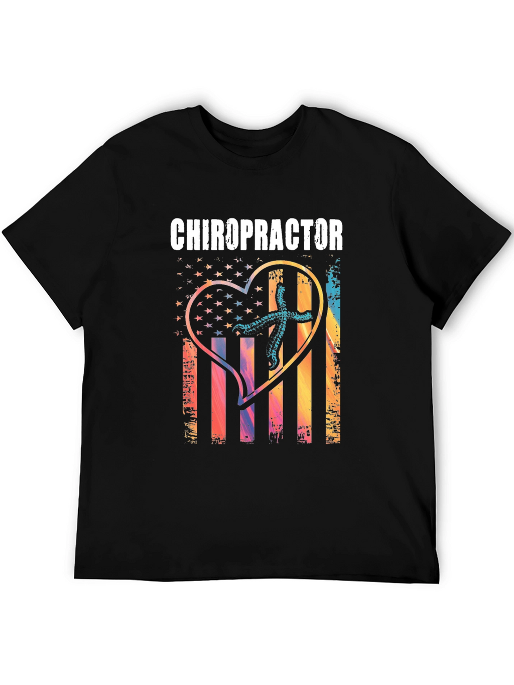 Chiropractor Heart American Flag T-Shirt