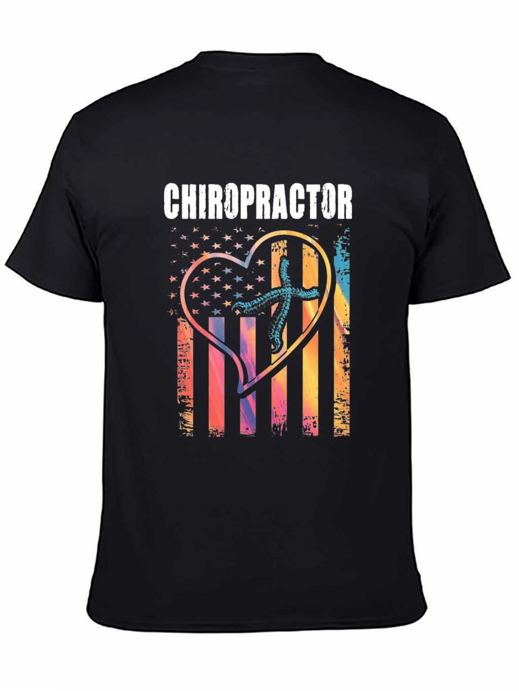 Chiropractor Heart American Flag T-Shirt