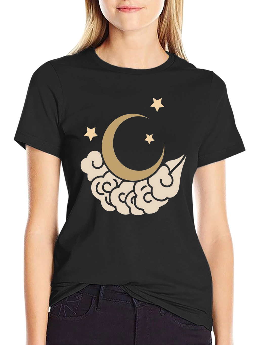 Moon & Stars Graphic T-Shirt - Black