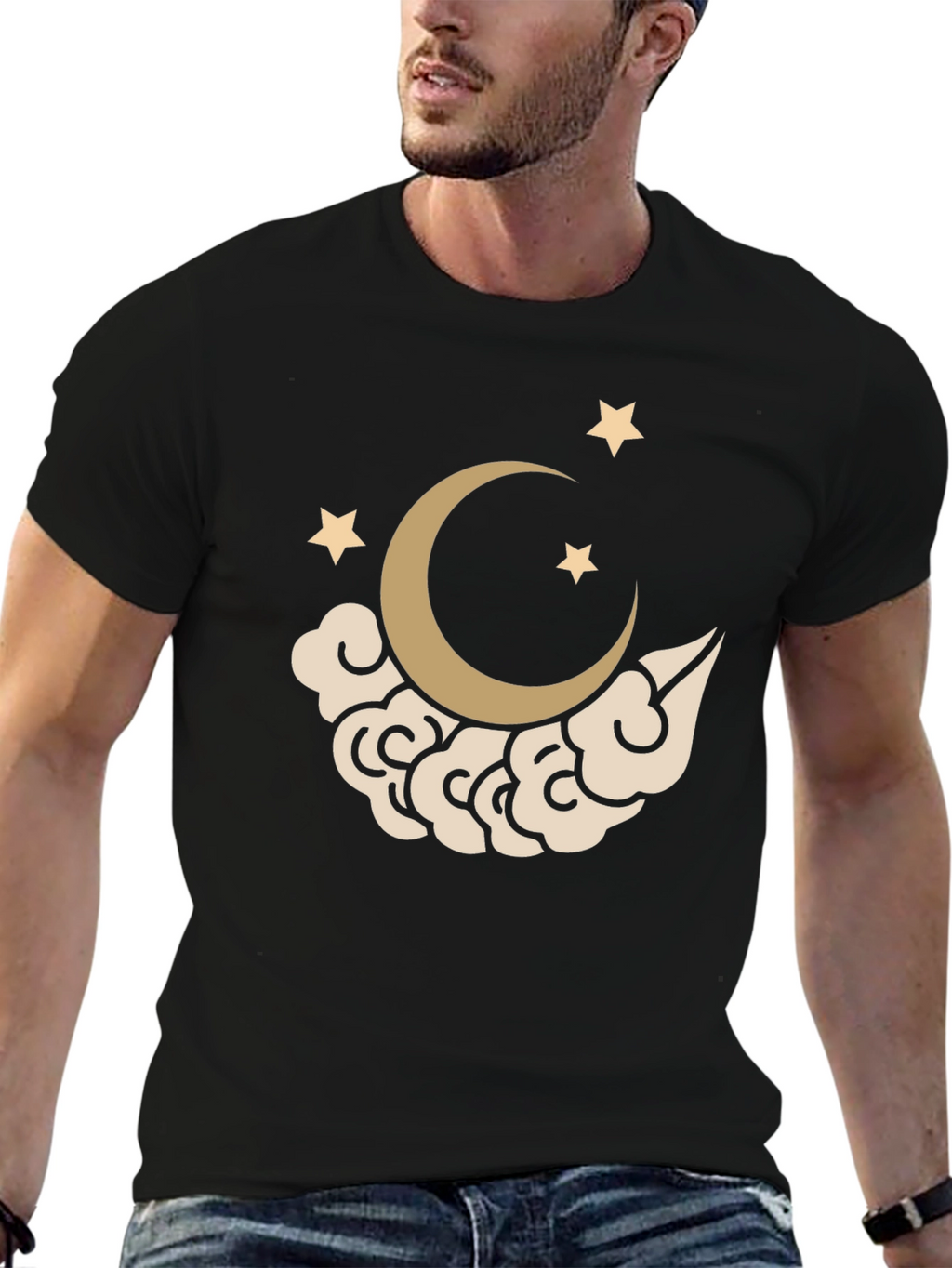Moon & Stars Graphic T-Shirt - Black