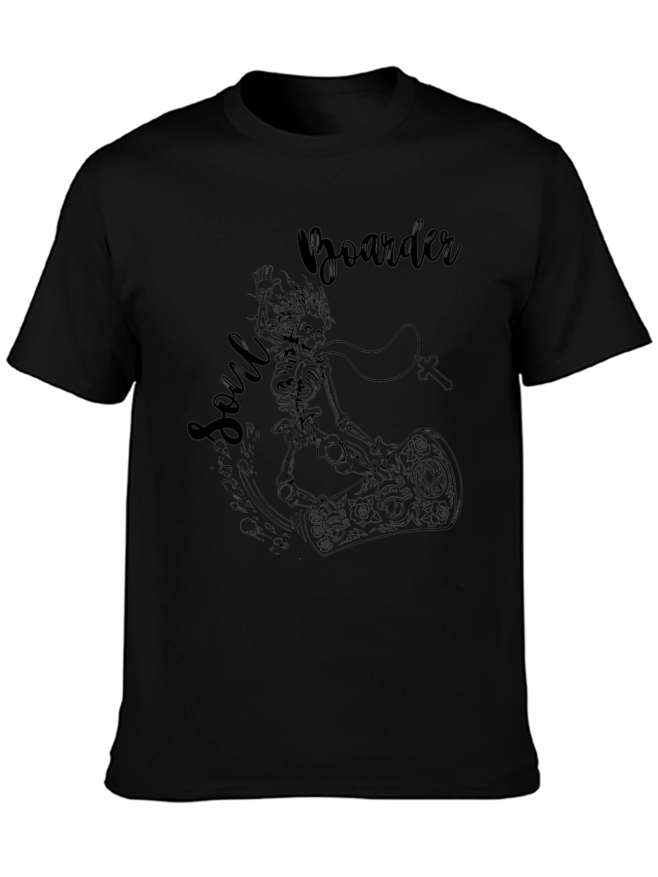 Soul Boarder Black Tee - Skeleton Graphic T-Shirt