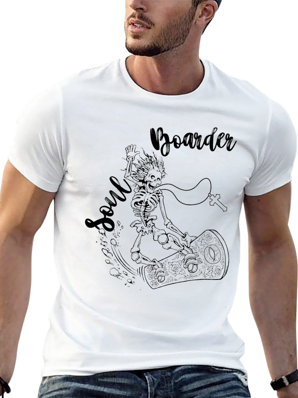 Soul Boarder Black Tee - Skeleton Graphic T-Shirt