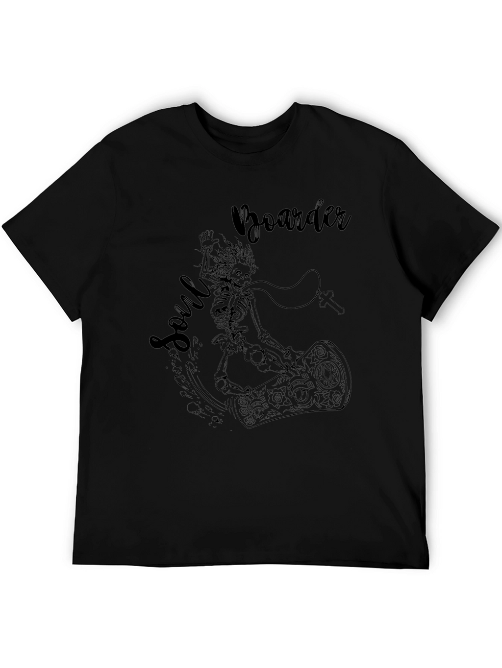 Soul Boarder Black Tee - Skeleton Graphic T-Shirt