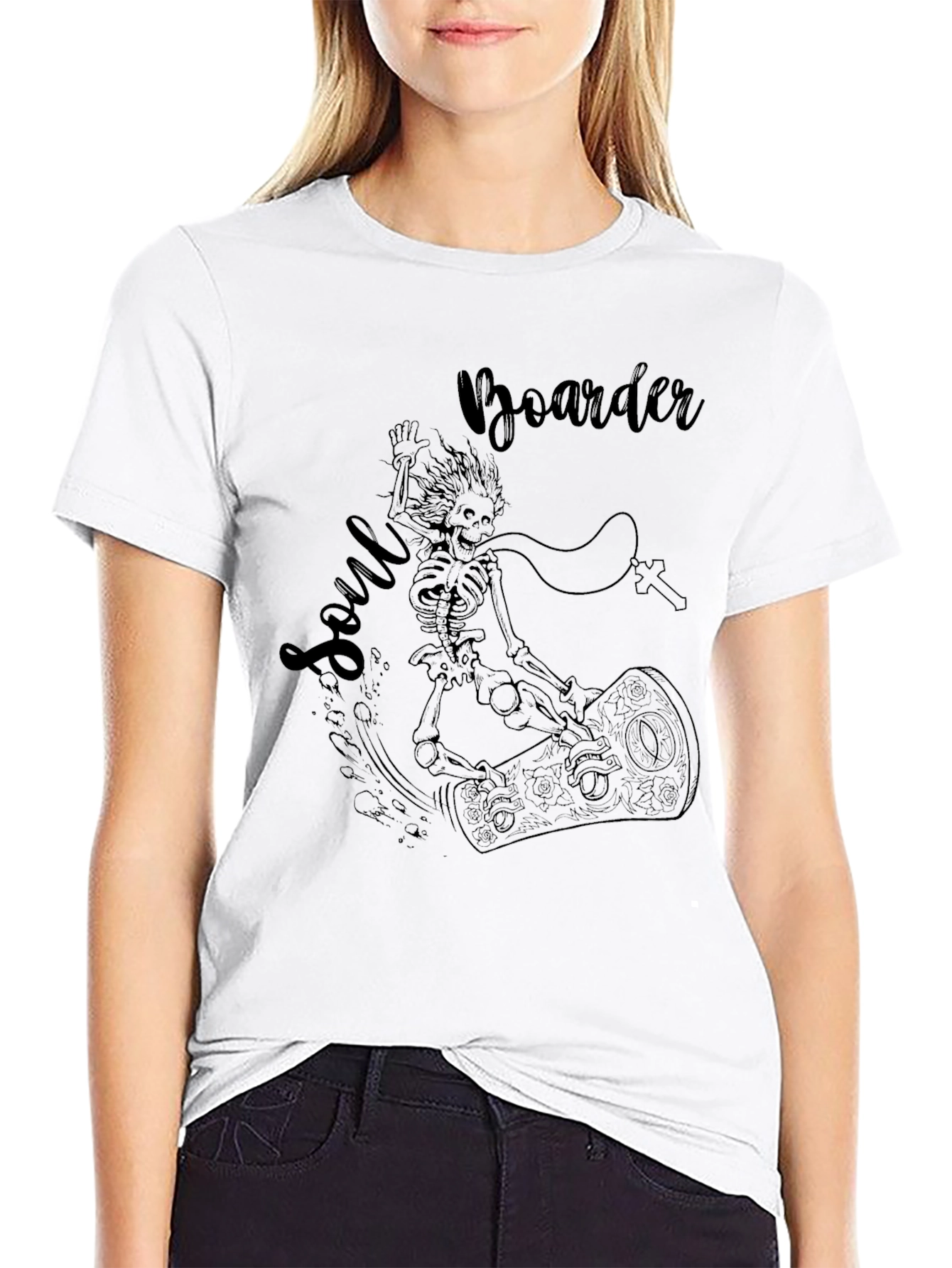 Soul Boarder Black Tee - Skeleton Graphic T-Shirt
