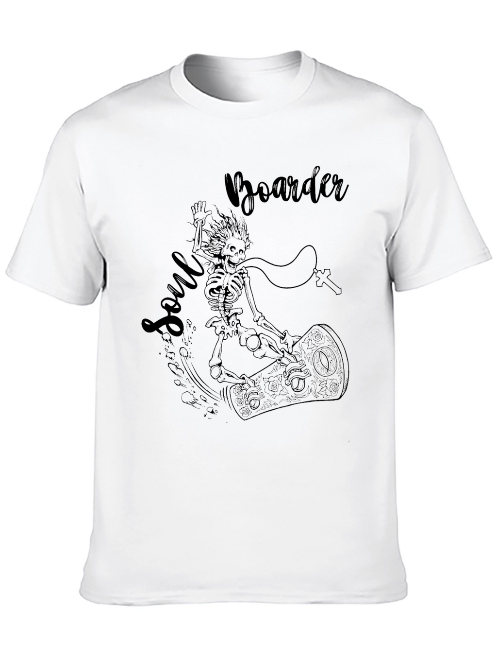 Soul Boarder Black Tee - Skeleton Graphic T-Shirt