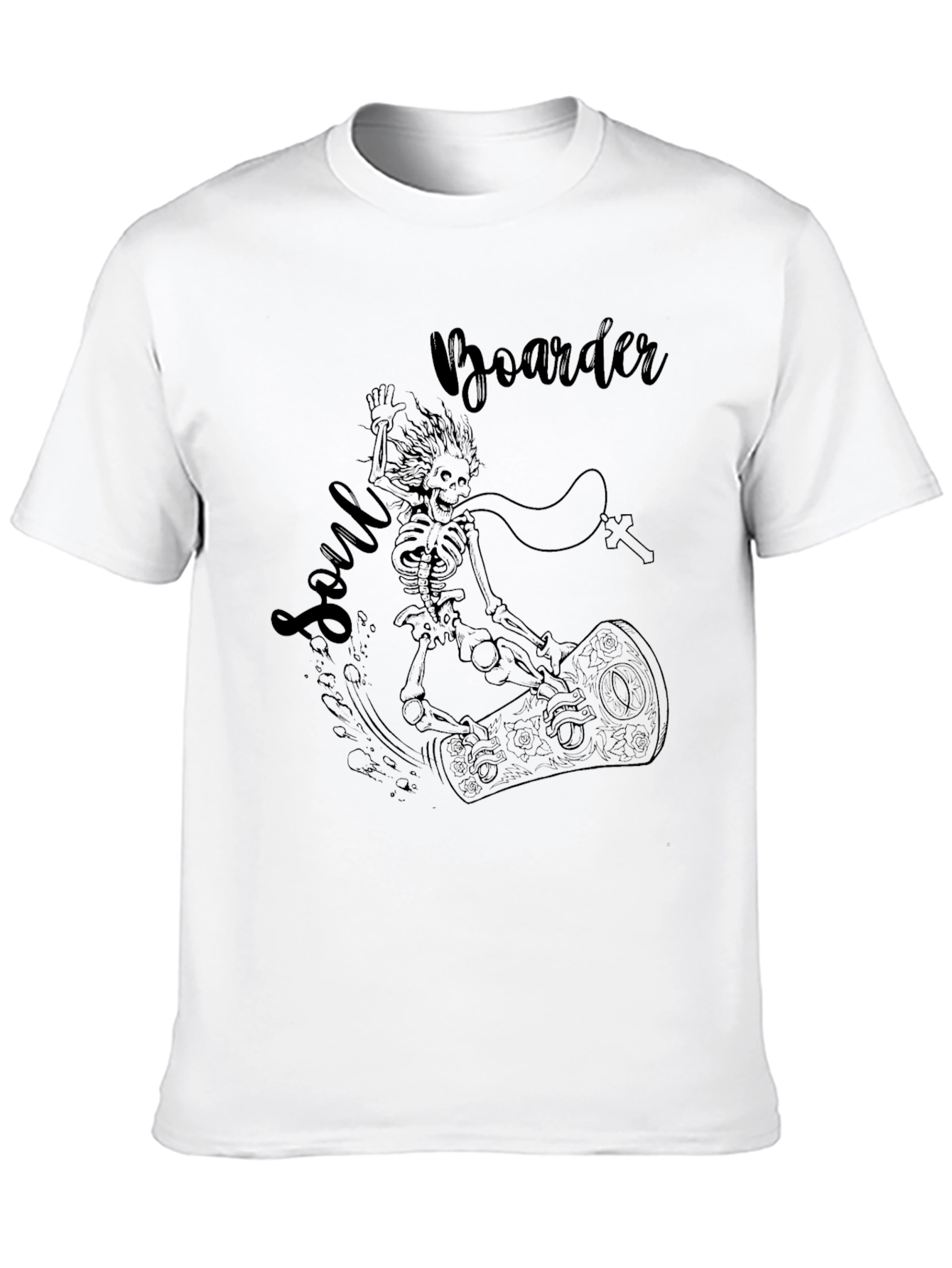 Soul Boarder Black Tee - Skeleton Graphic T-Shirt