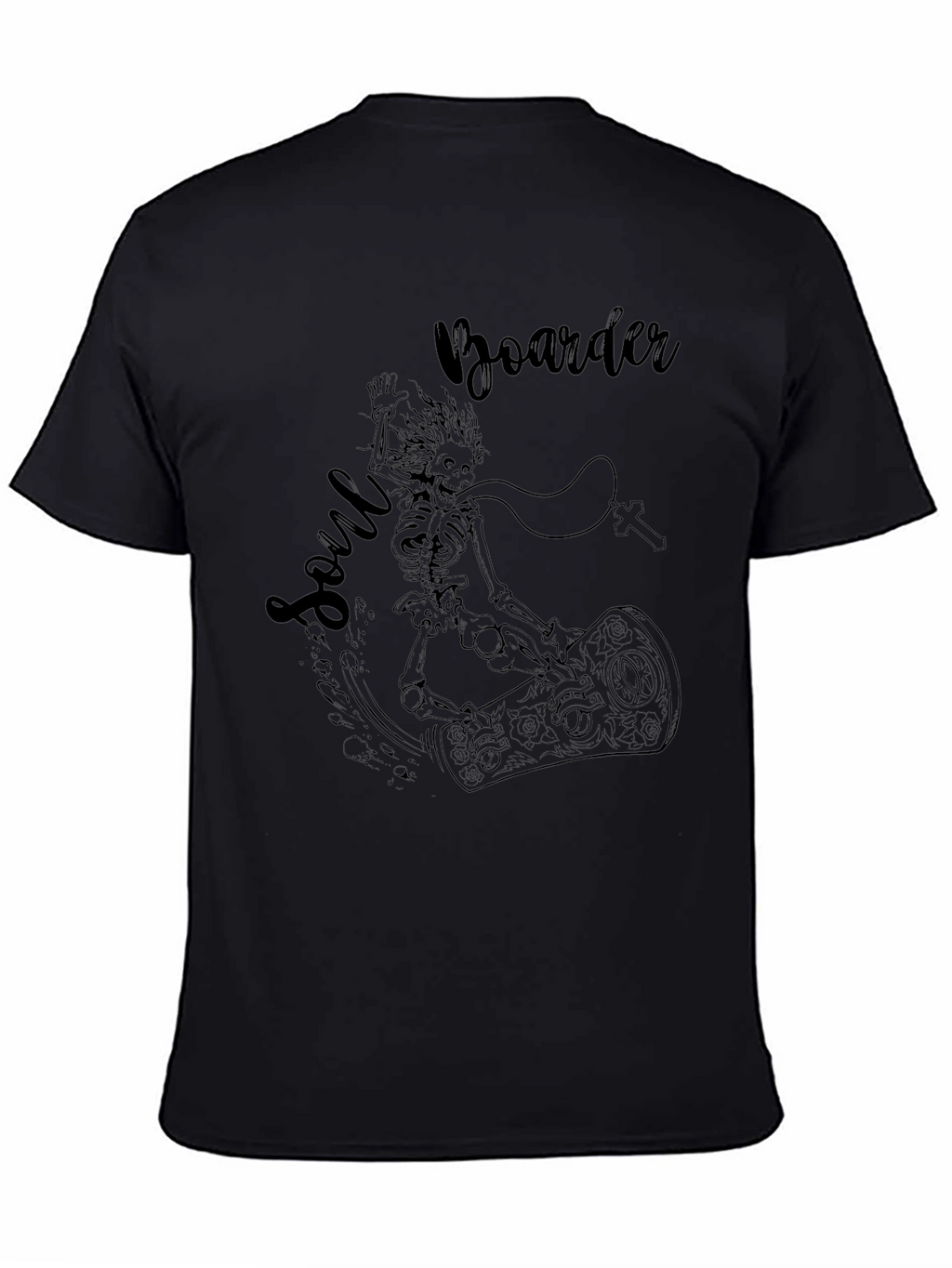 Soul Boarder Black Tee - Skeleton Graphic T-Shirt