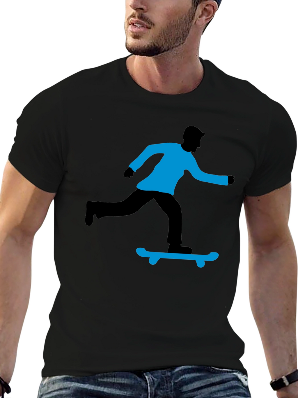 Skateboarding Graphic T-Shirt - Black