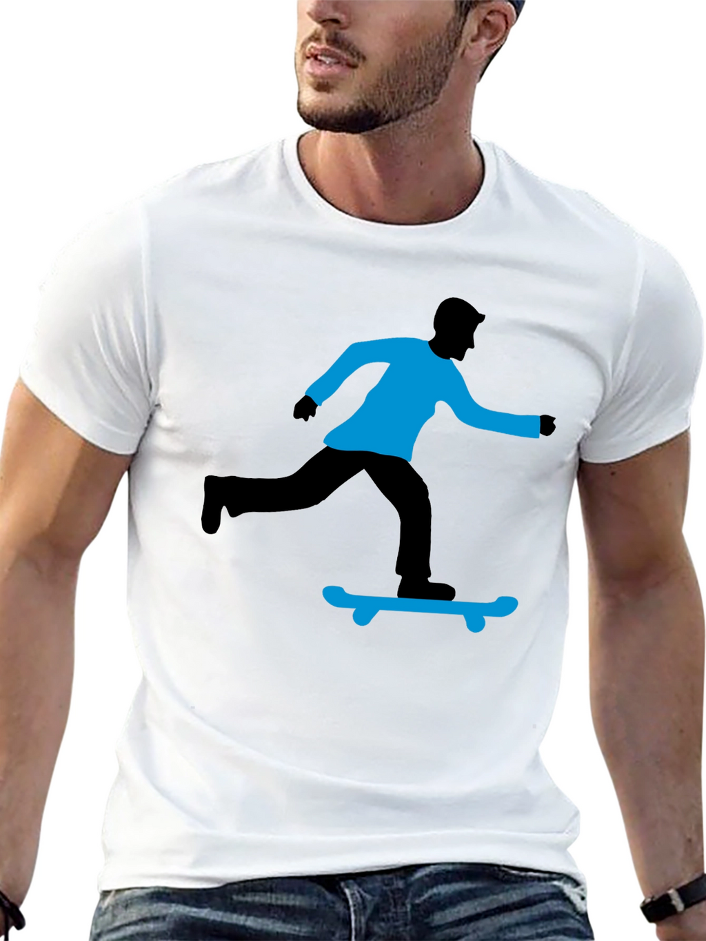 Skateboarding Graphic T-Shirt - Black
