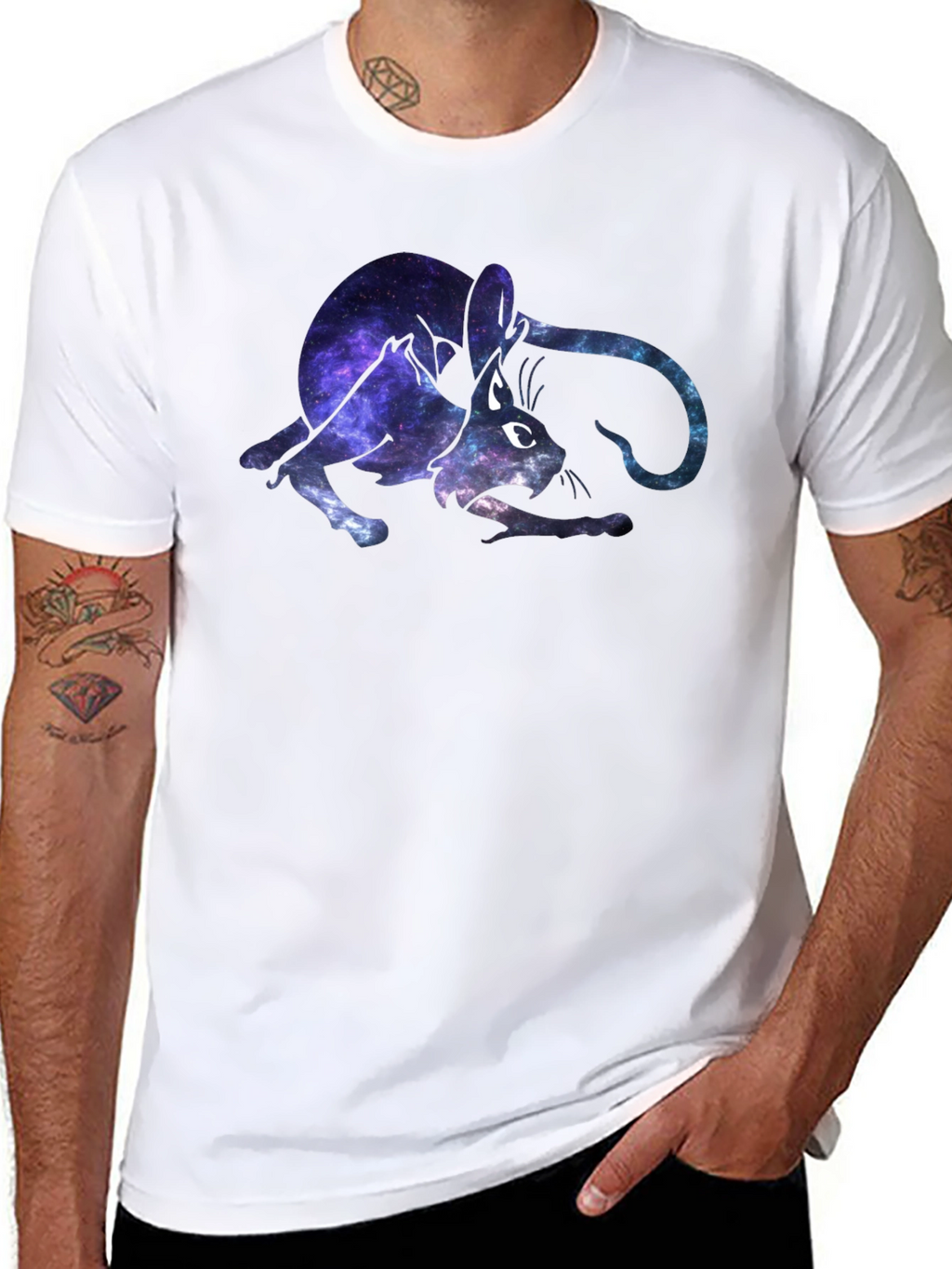 Galaxy Cat Graphic Black T-Shirt