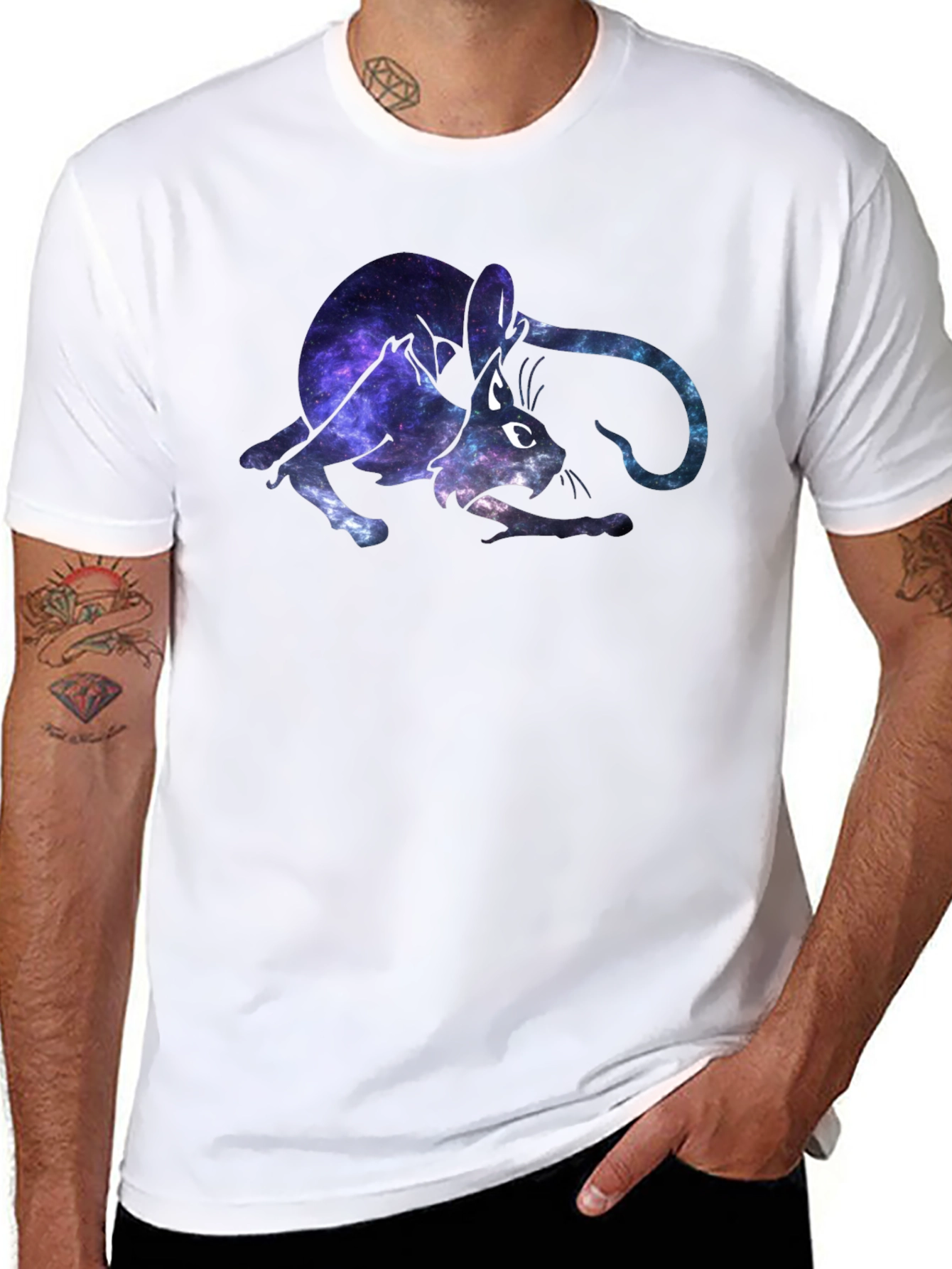 Galaxy Cat Graphic Black T-Shirt