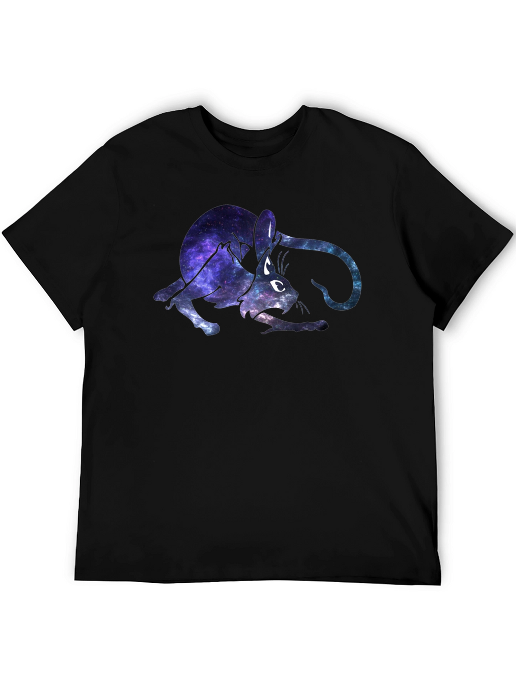 Galaxy Cat Graphic Black T-Shirt