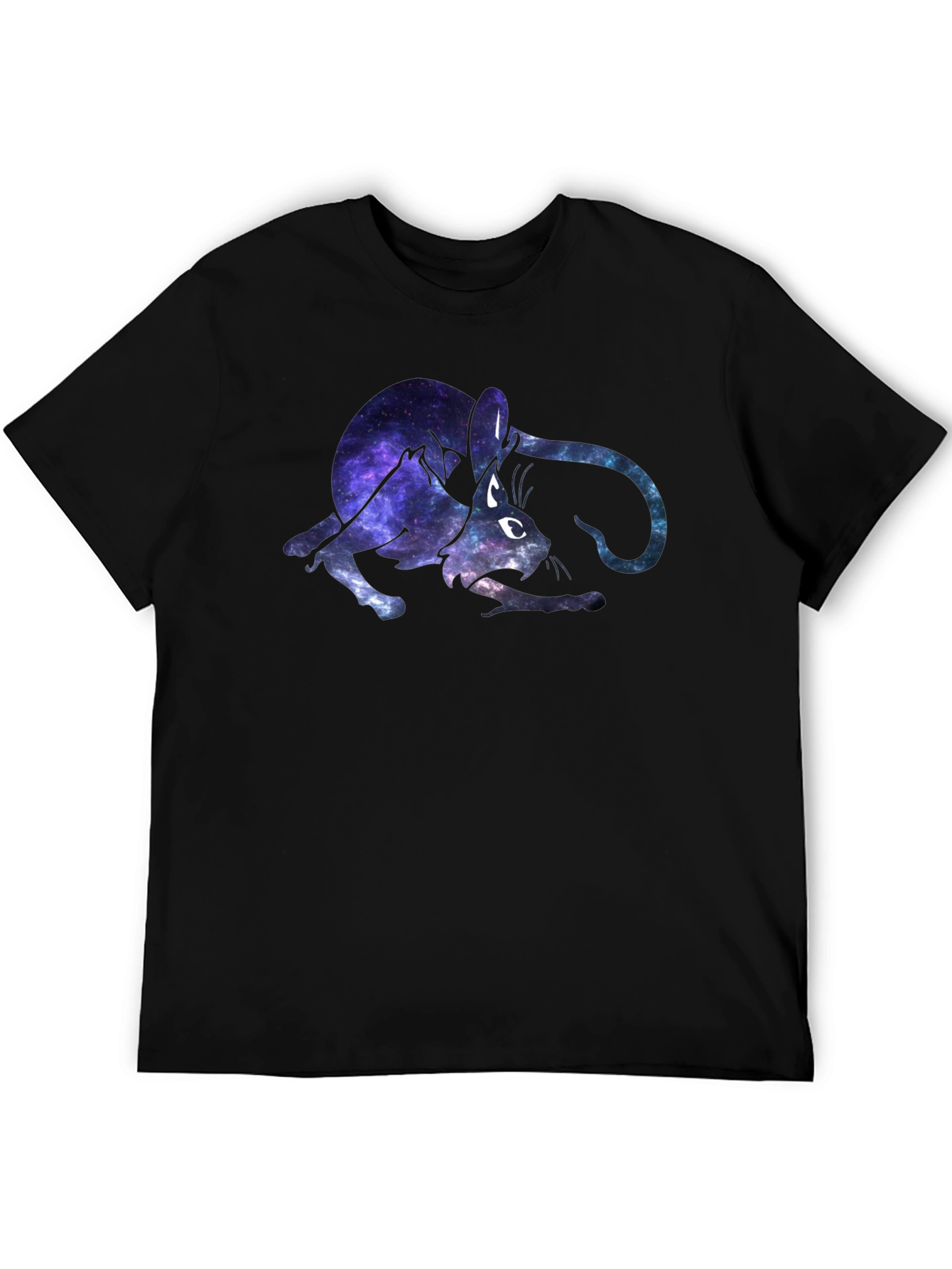 Galaxy Cat Graphic Black T-Shirt