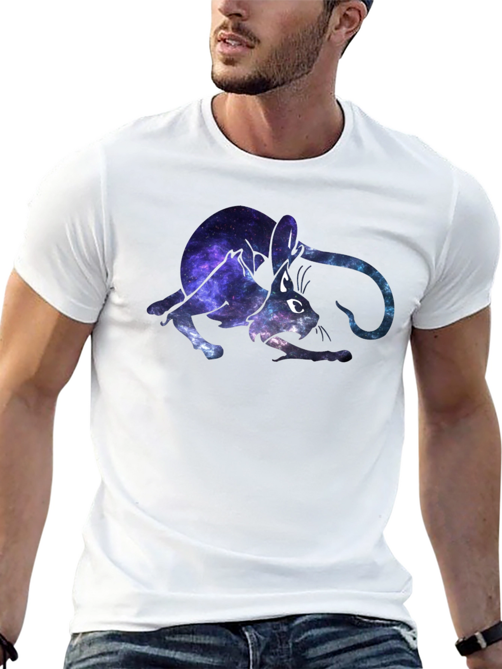 Galaxy Cat Graphic Black T-Shirt
