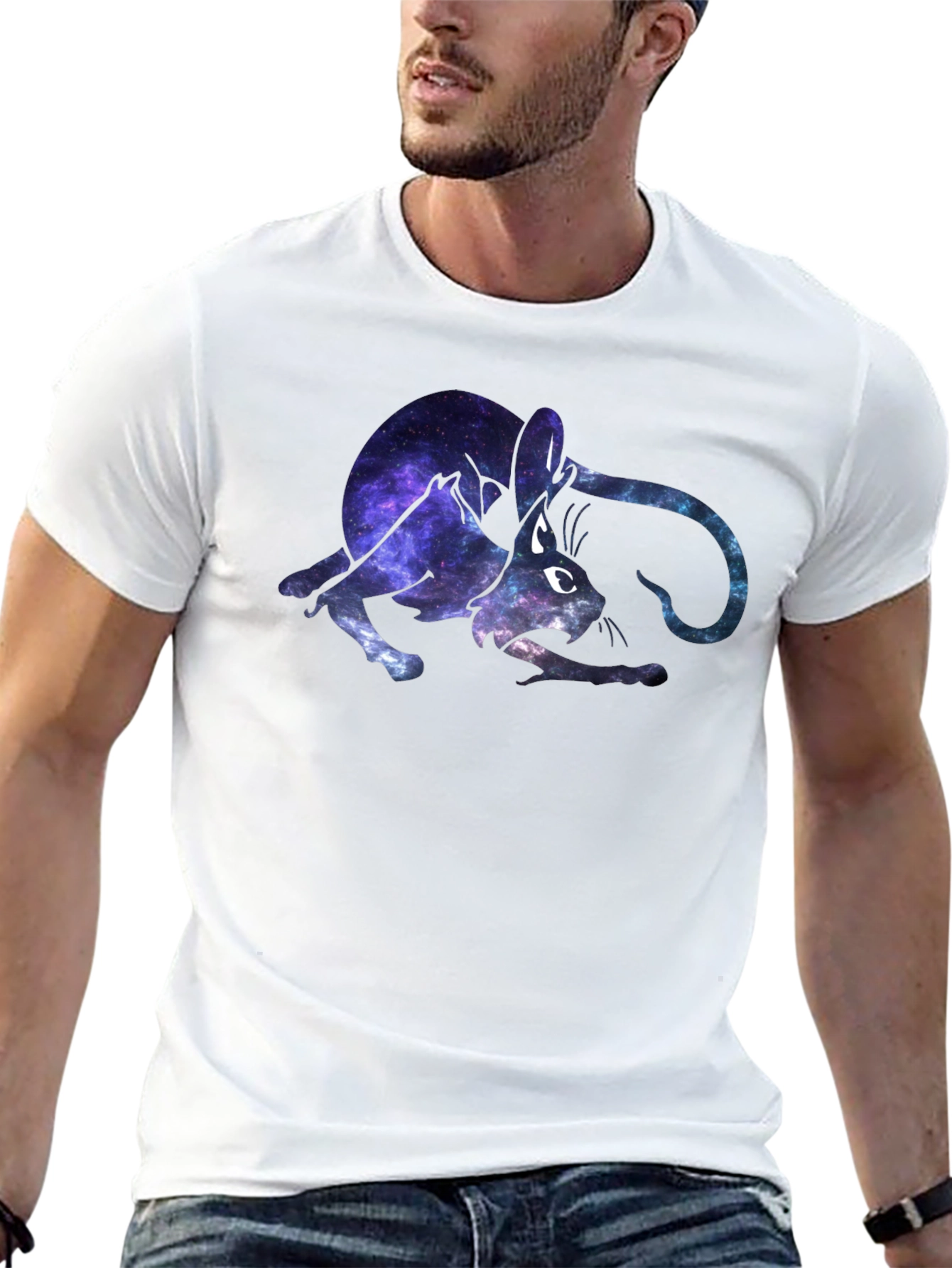Galaxy Cat Graphic Black T-Shirt