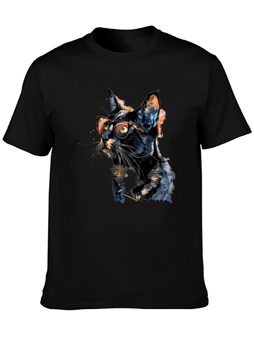 Cool Cat T-Shirt - Artistic Design Black Tee