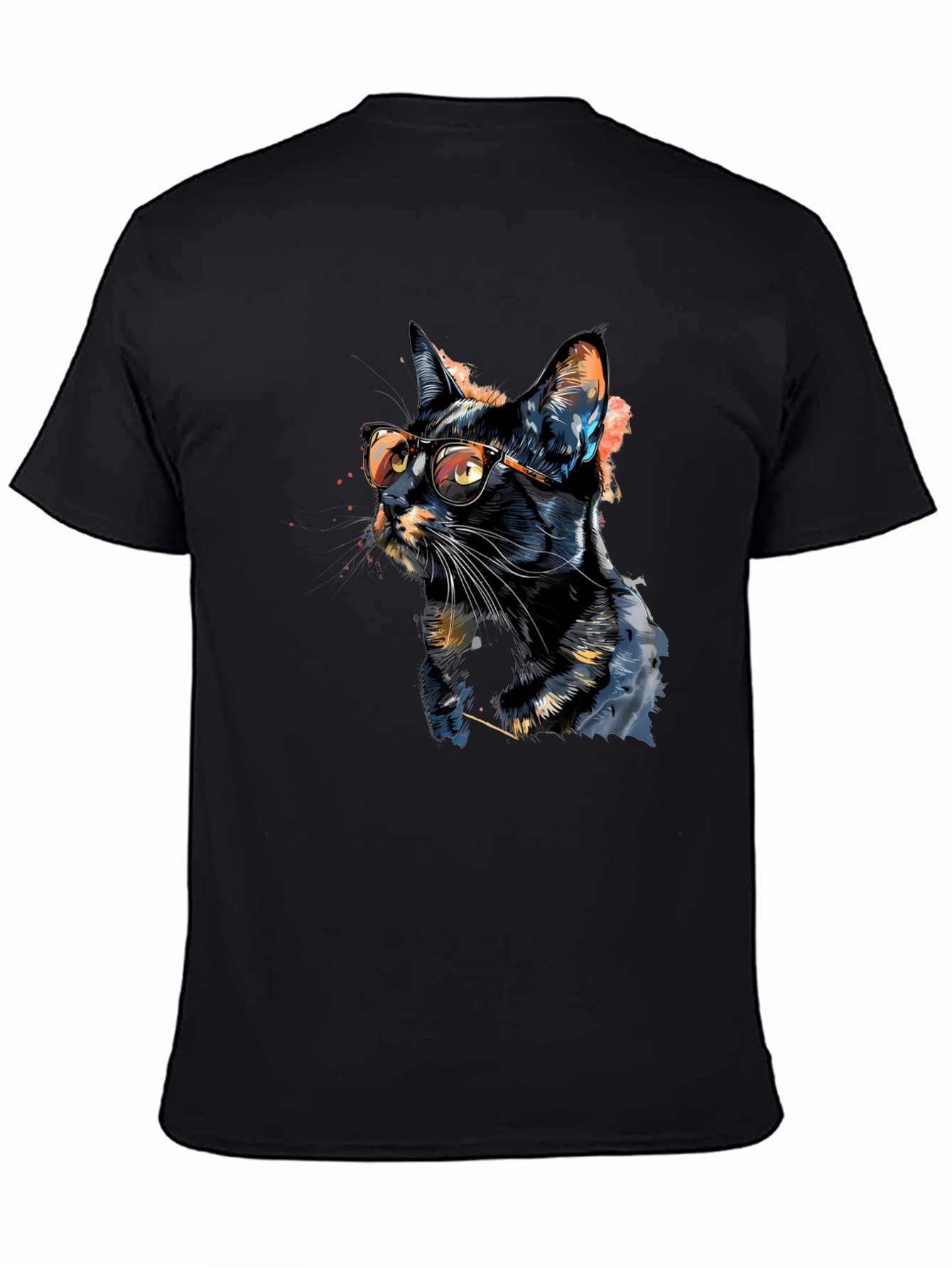 Cool Cat T-Shirt - Artistic Design Black Tee
