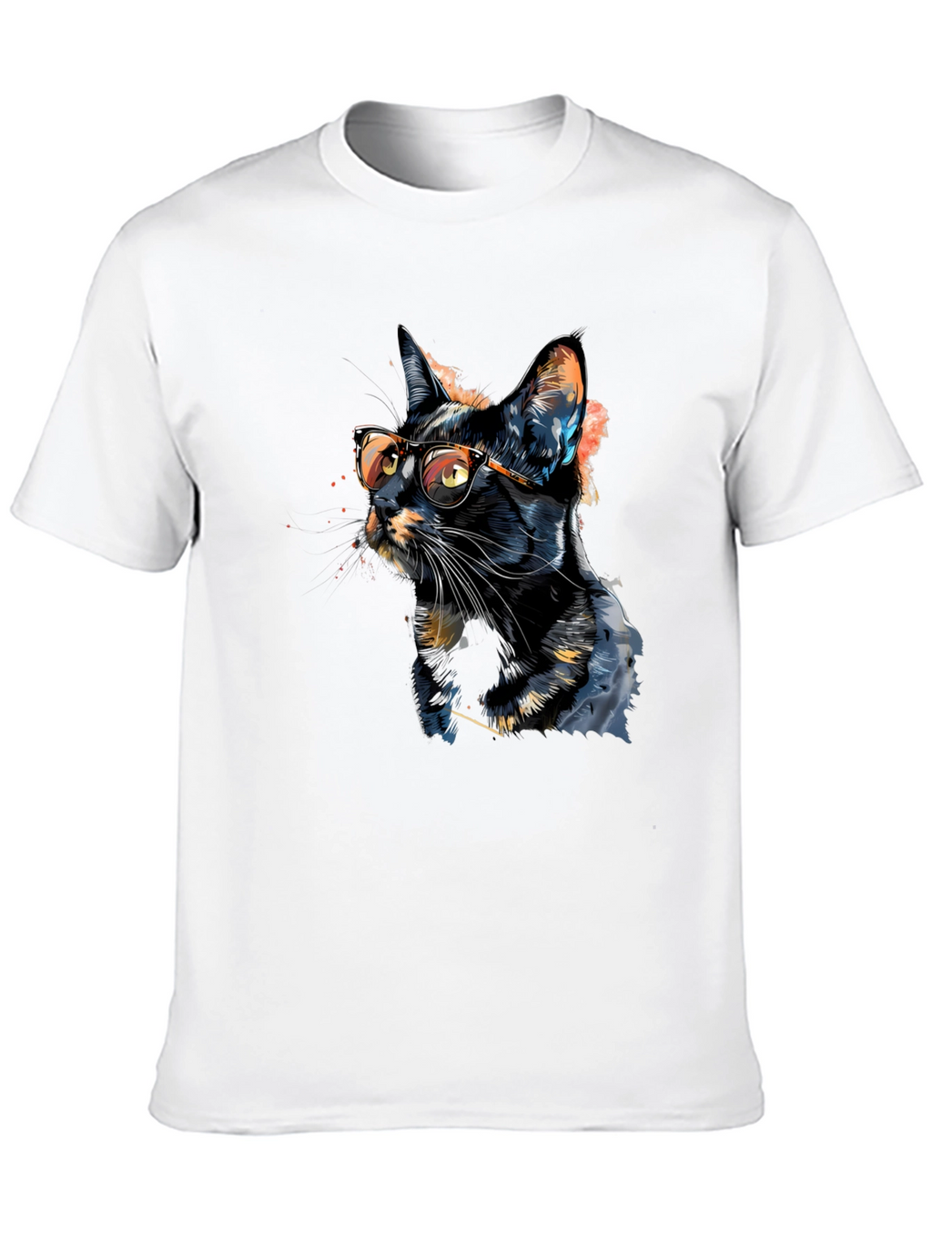 Cool Cat T-Shirt - Artistic Design Black Tee