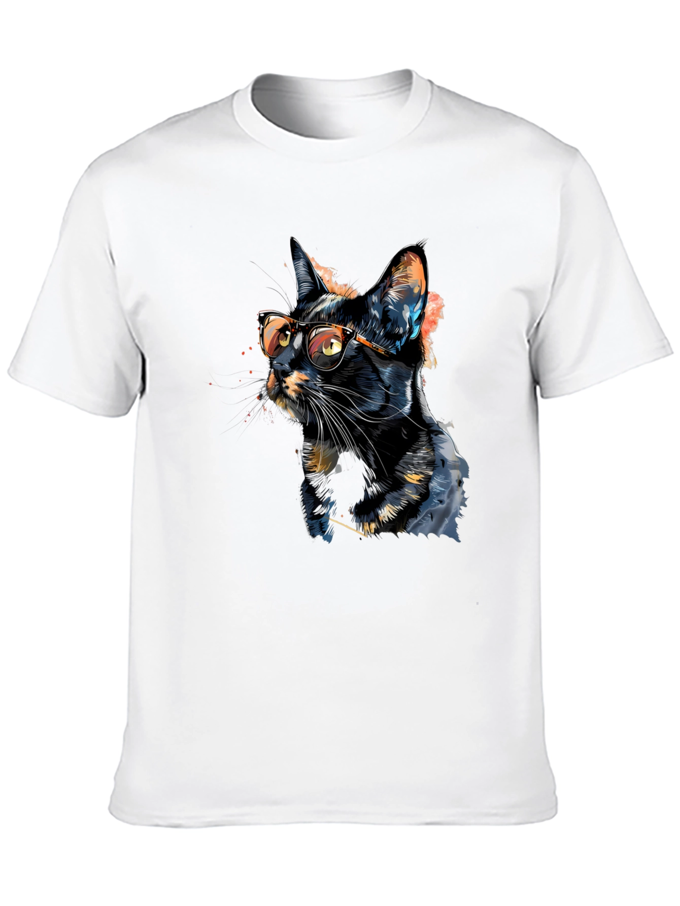 Cool Cat T-Shirt - Artistic Design Black Tee