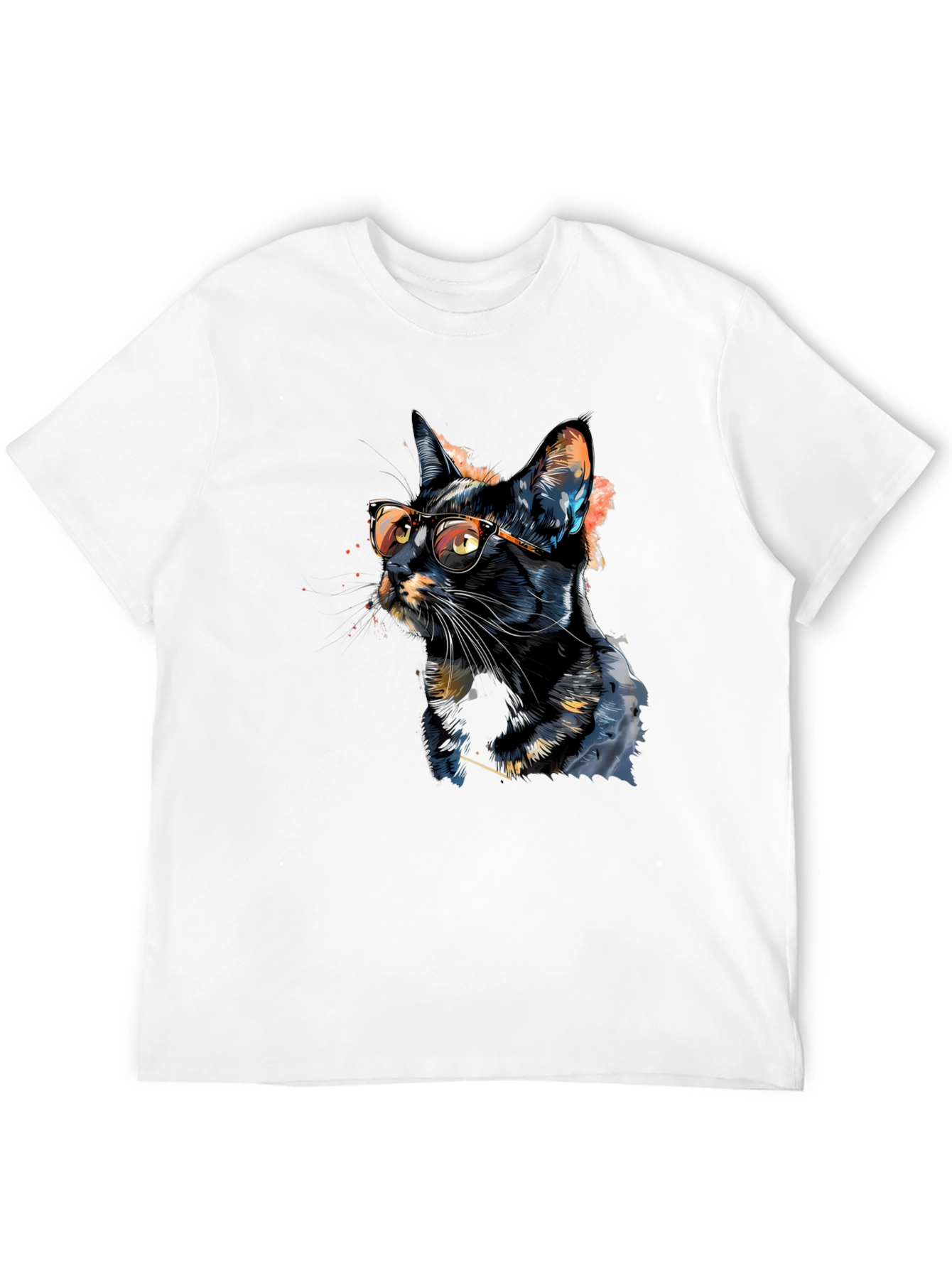 Cool Cat T-Shirt - Artistic Design Black Tee