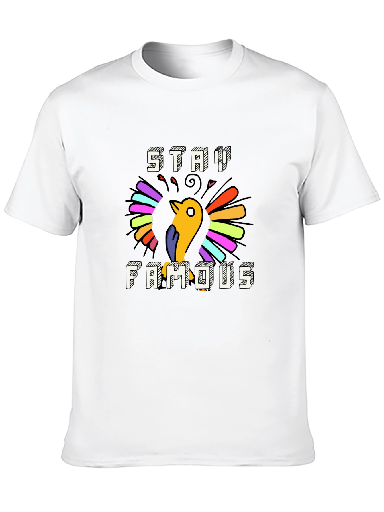 Stay Famous Graphic Tee - Cool Bird Design
