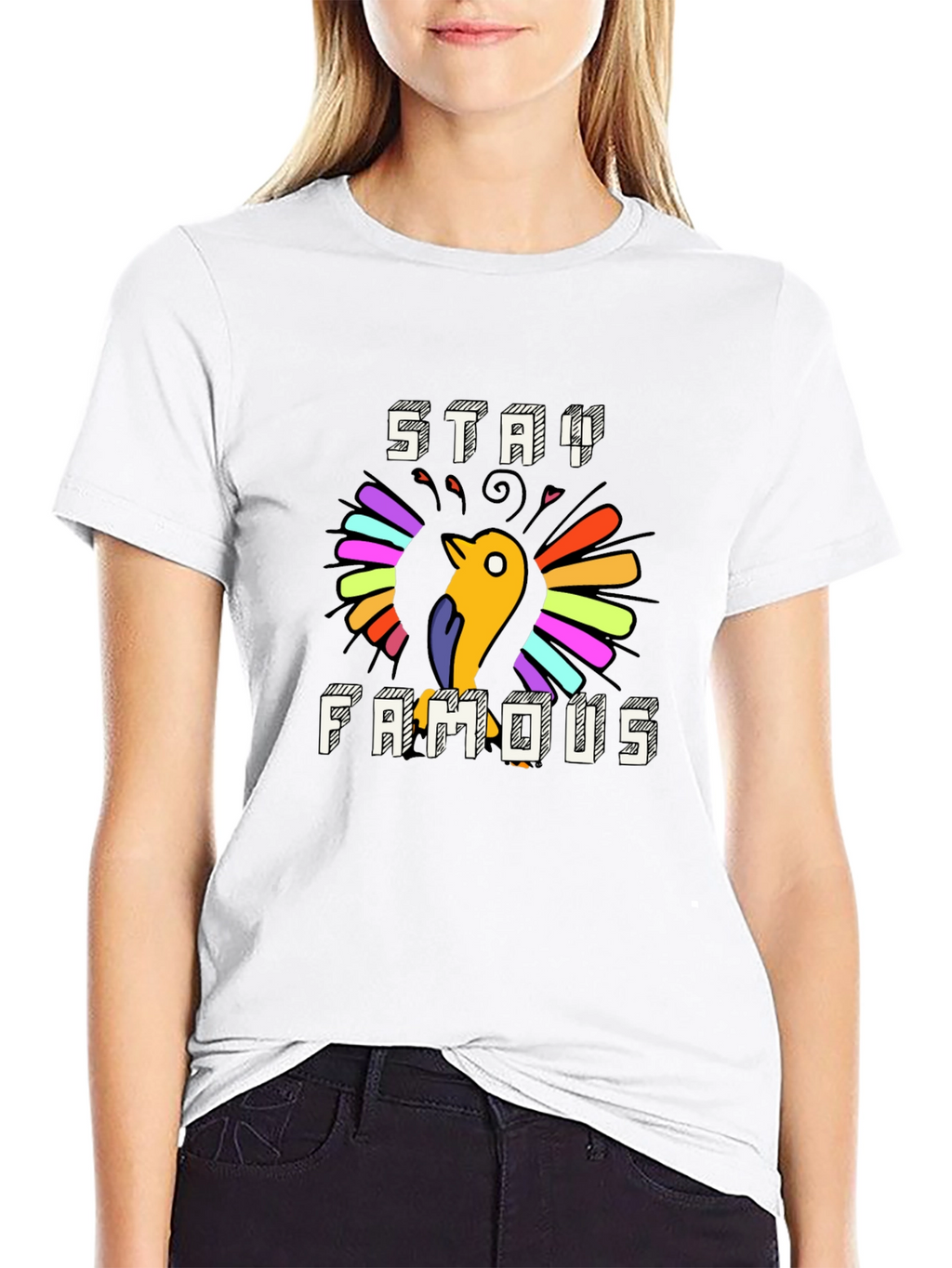 Stay Famous Graphic Tee - Cool Bird Design