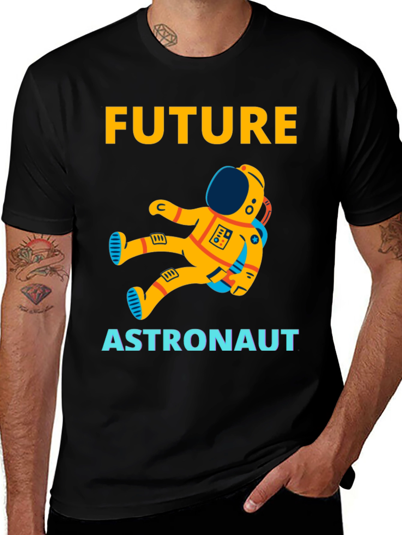 Future Astronaut Graphic T-Shirt - Black Cotton Tee
