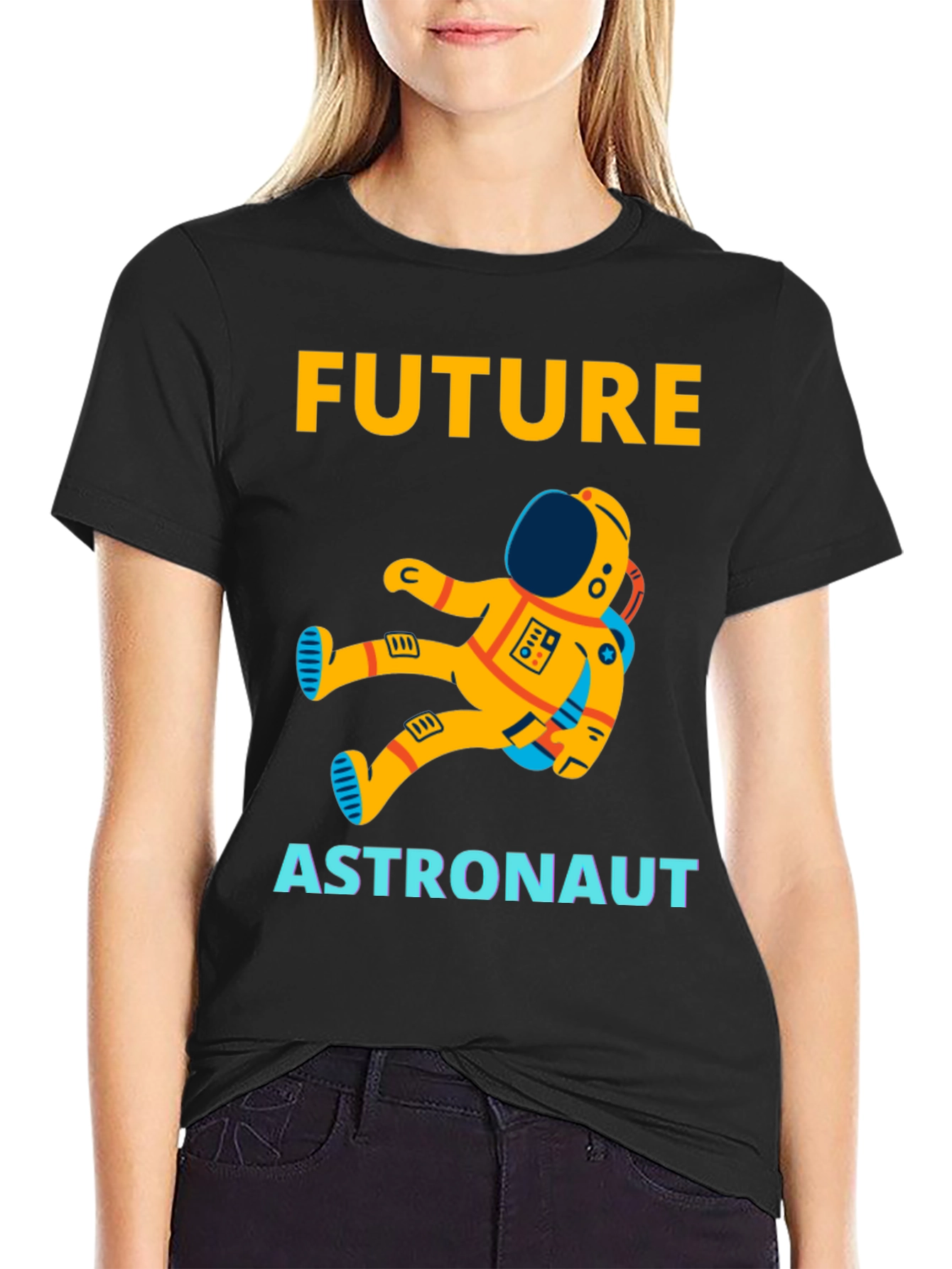 Future Astronaut Graphic T-Shirt - Black Cotton Tee