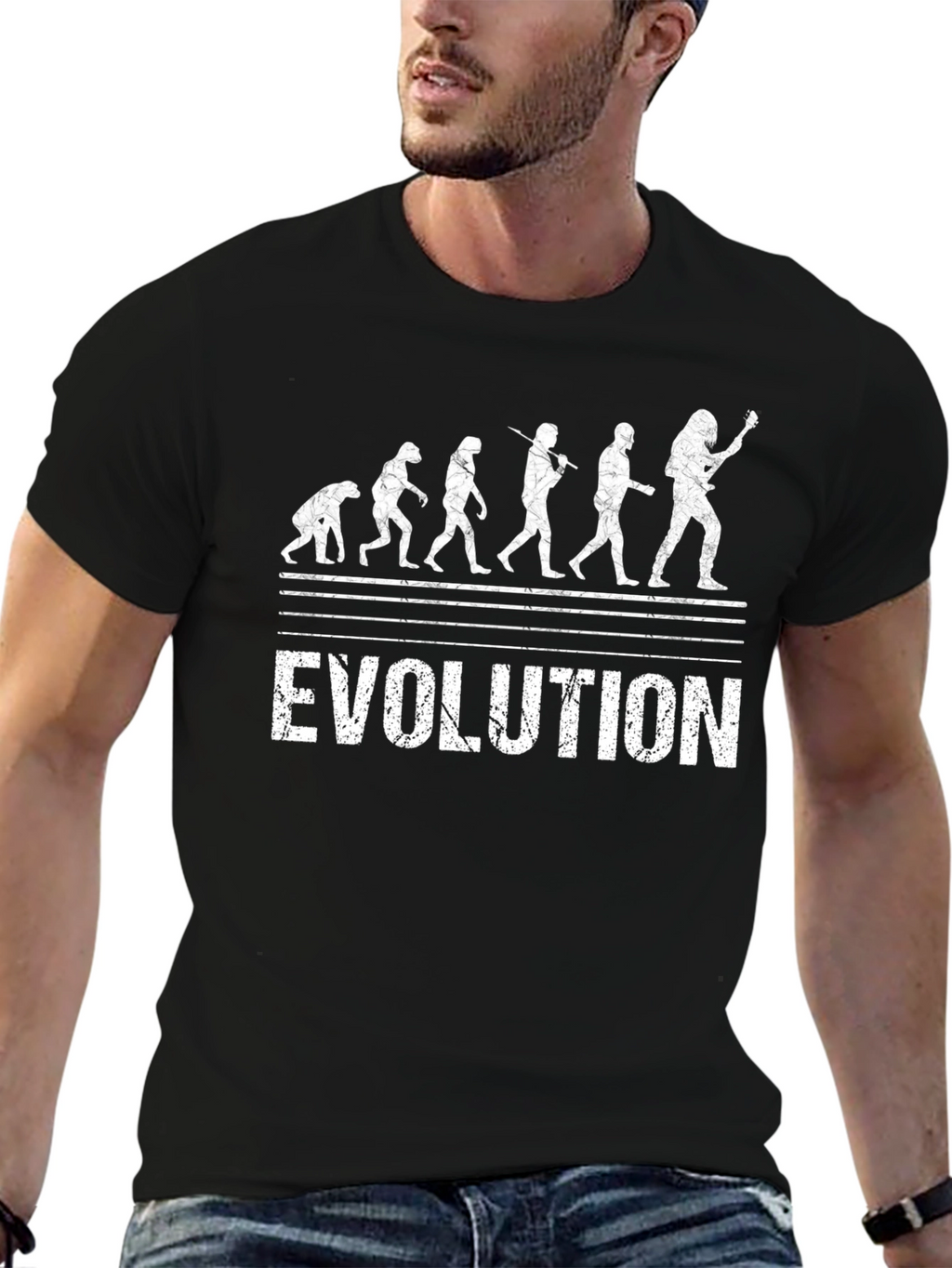 Evolution of Rock Mens Black Graphic T-Shirt