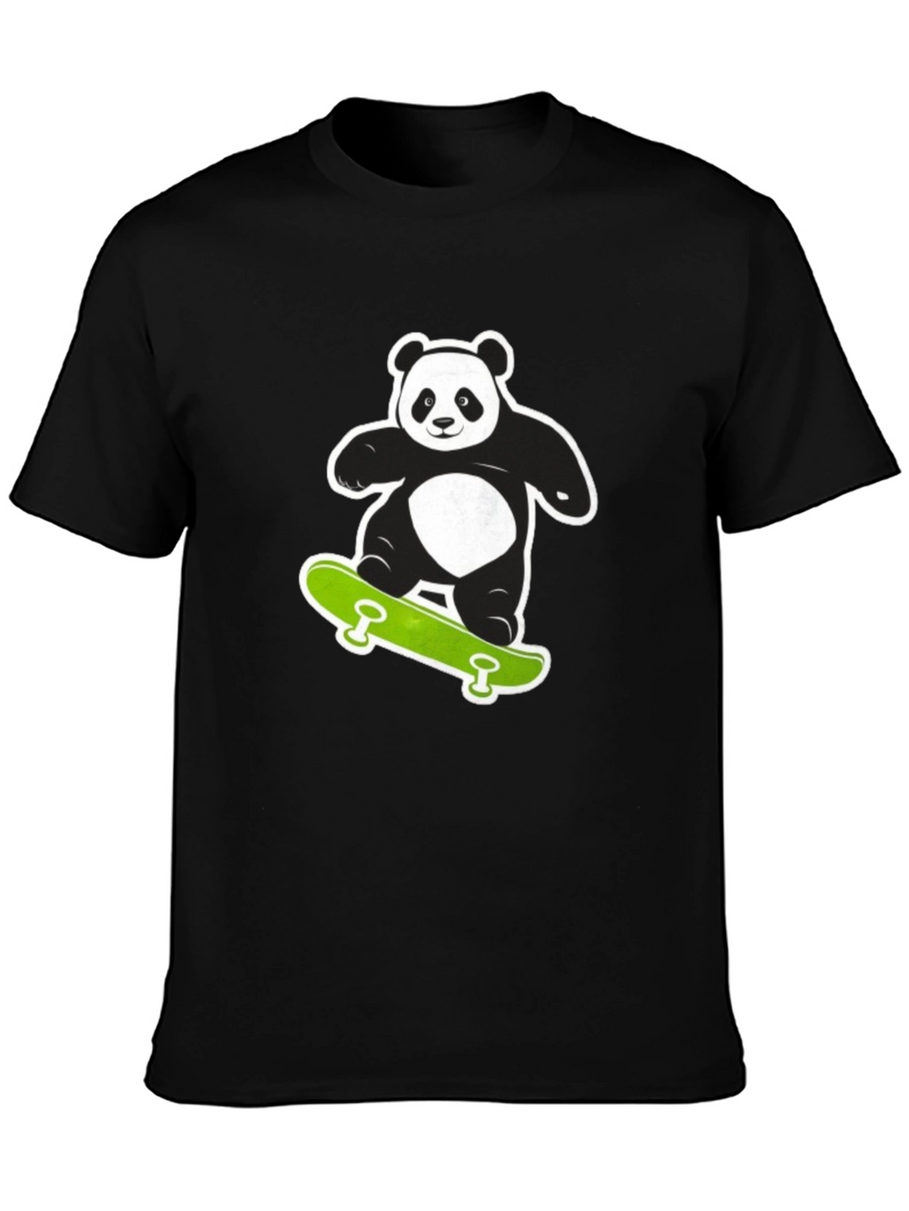 Cool Panda on Skateboard Black T-Shirt