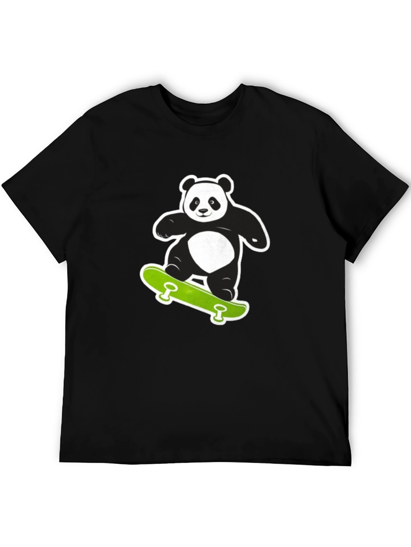 Cool Panda on Skateboard Black T-Shirt