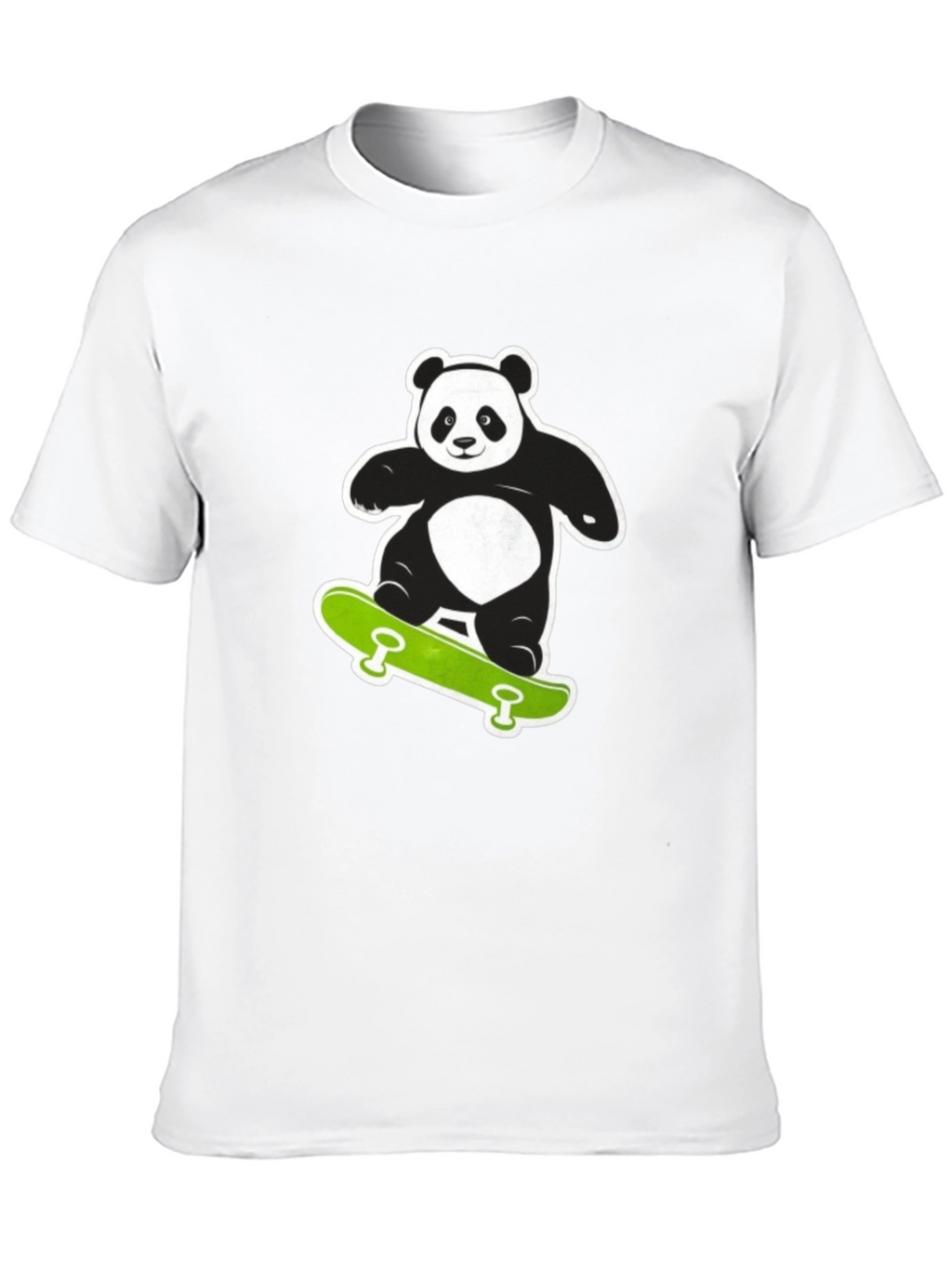 Cool Panda on Skateboard Black T-Shirt