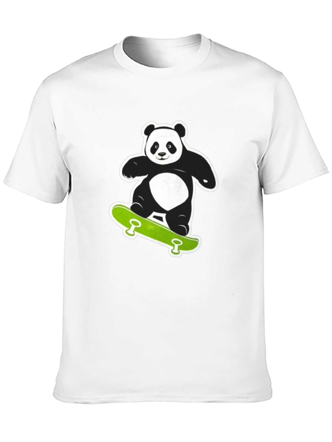 Cool Panda on Skateboard Black T-Shirt