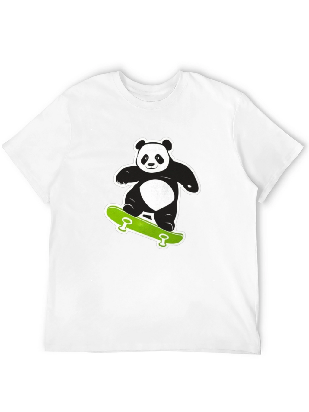 Cool Panda on Skateboard Black T-Shirt