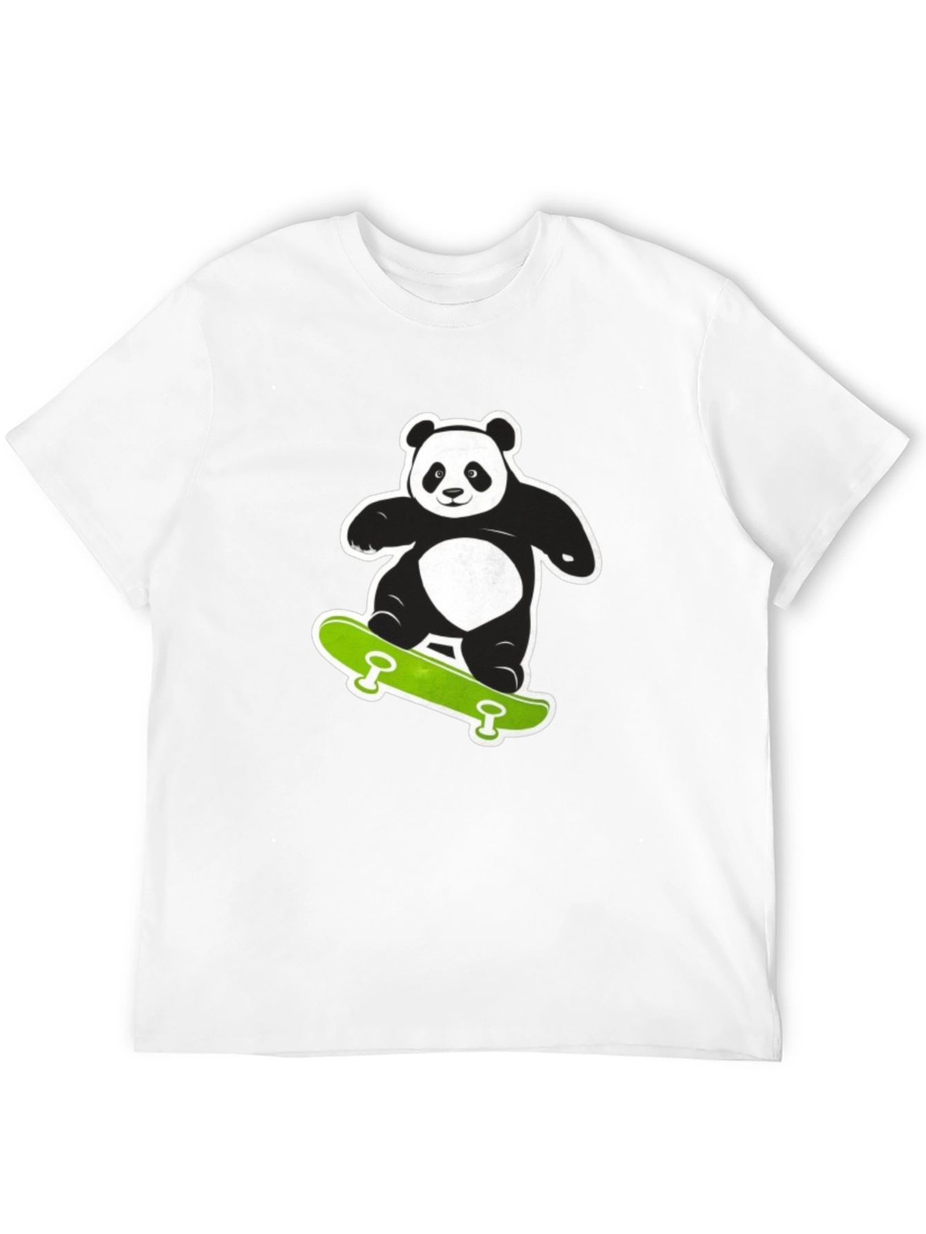Cool Panda on Skateboard Black T-Shirt