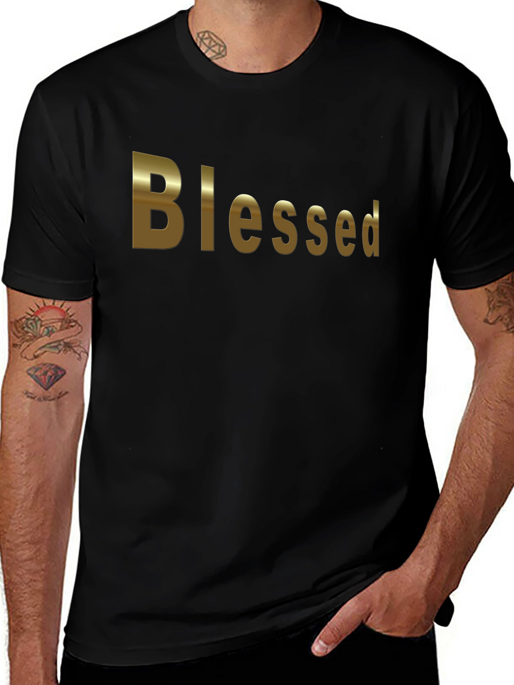 Blessed Black Cotton T-Shirt