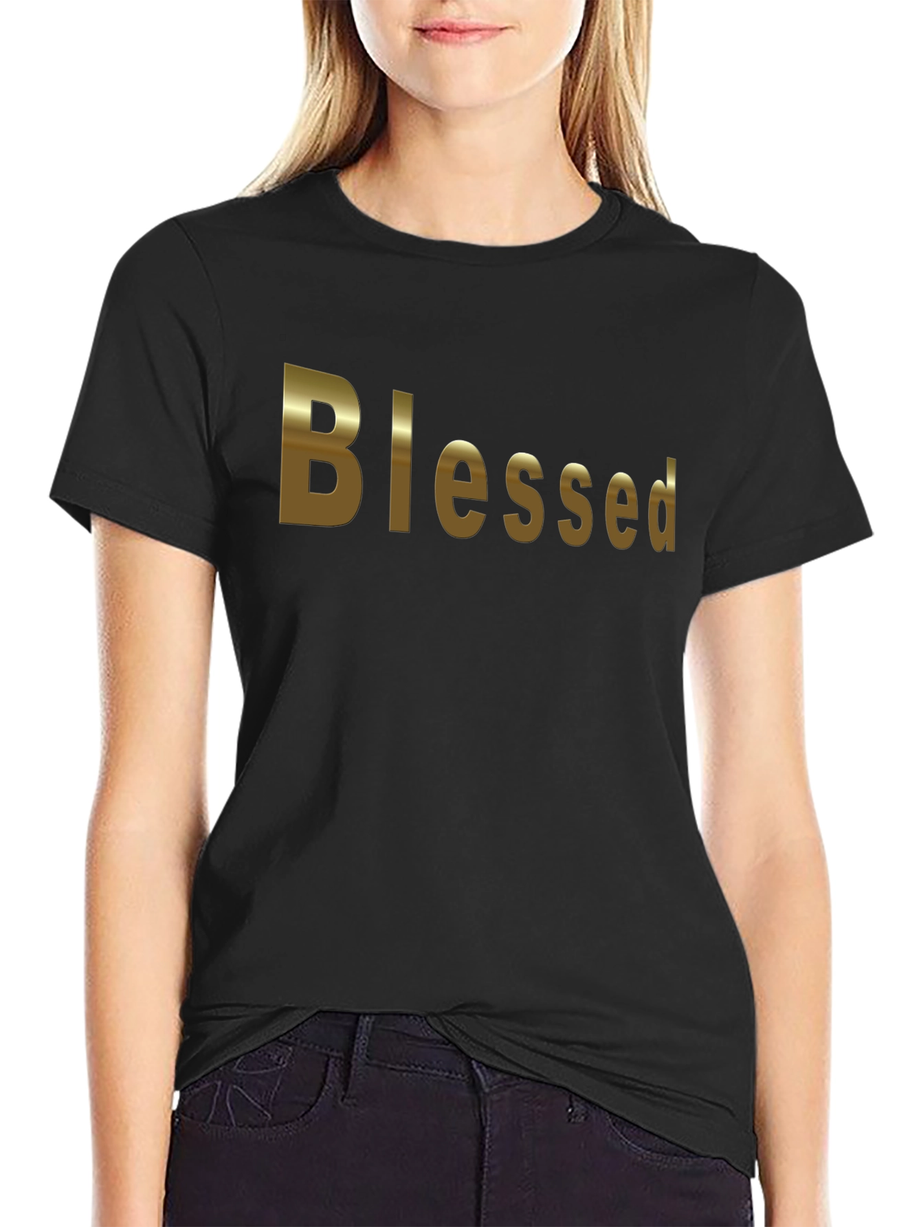 Blessed Black Cotton T-Shirt