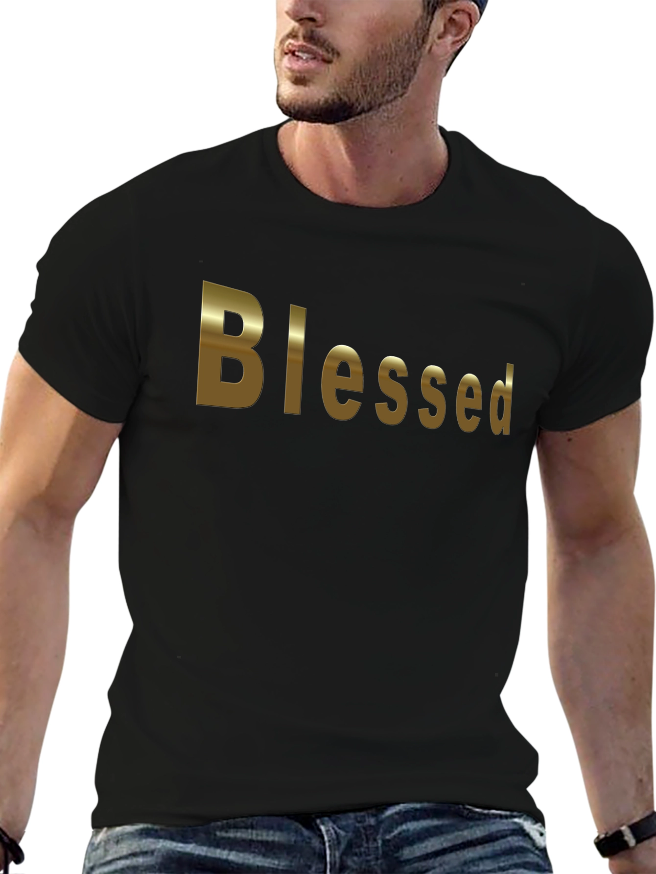 Blessed Black Cotton T-Shirt