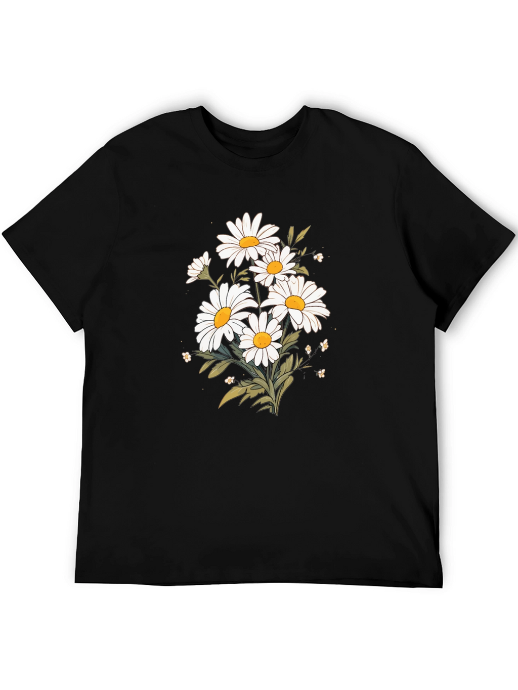 Daisy Graphic Tee - Black Cotton T-Shirt