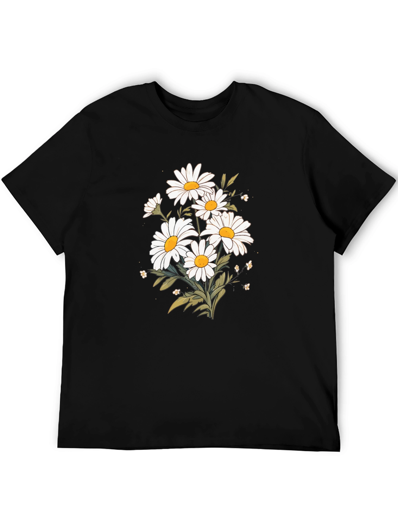 Daisy Graphic Tee - Black Cotton T-Shirt