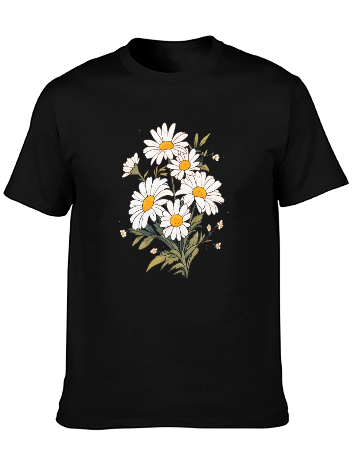 Daisy Graphic Tee - Black Cotton T-Shirt