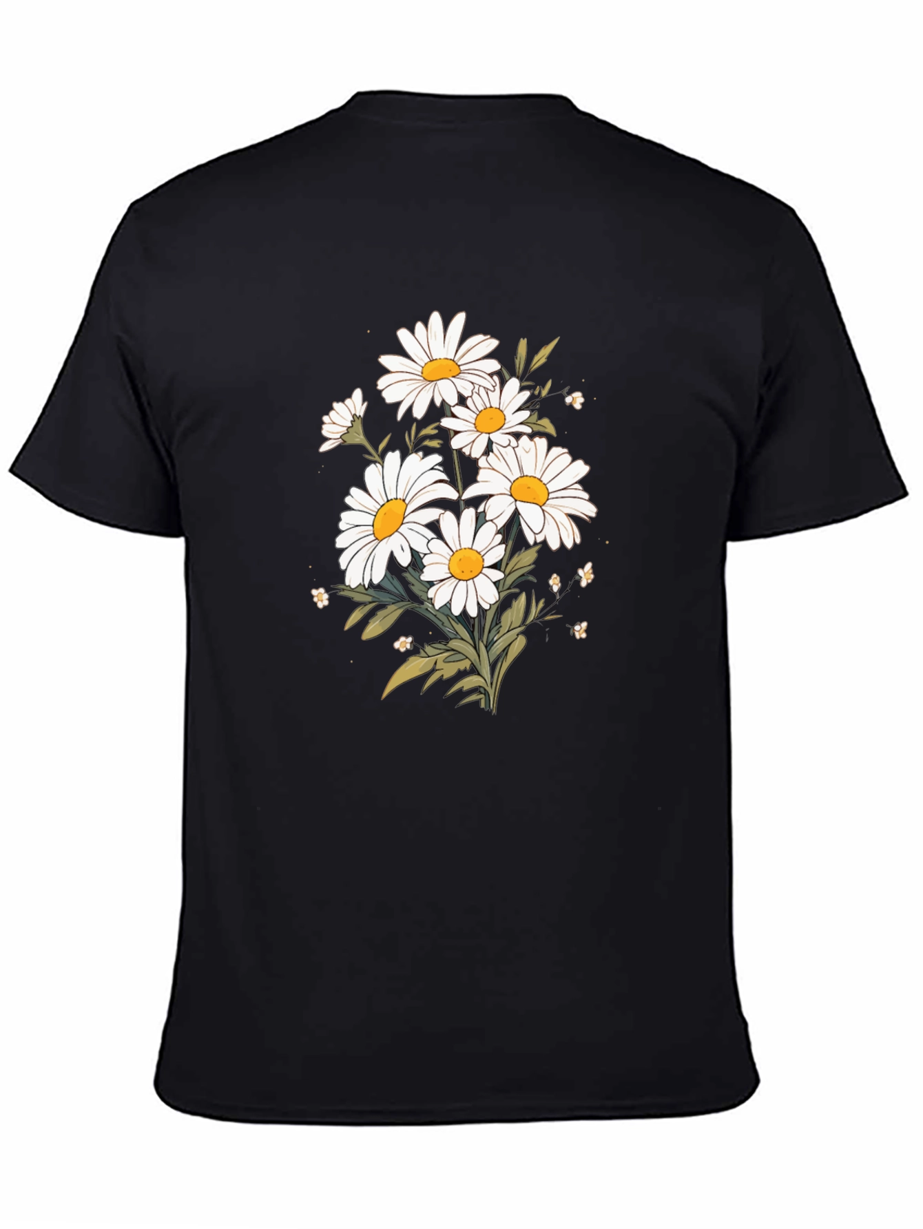 Daisy Graphic Tee - Black Cotton T-Shirt